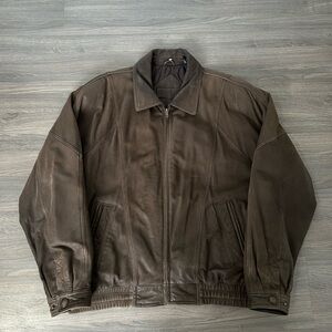Vintage Moore’s Timber Bay Genuine Leather Jacket Bomber Jacket Faded Brown